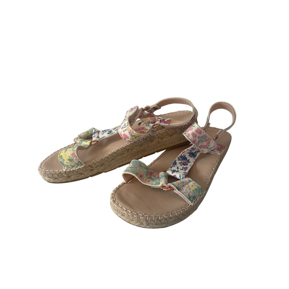 Love Shack Fancy Manebi Floral Open Toe Summer Sandal Size 38 Size 8 US - Picture 3 of 11